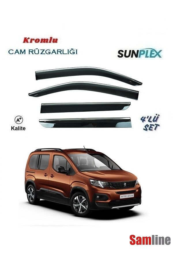 Cam Rüzgarlığı Kromlu 4'lü Set Peugeot Rifter  (2019-2024) SUNPLEX