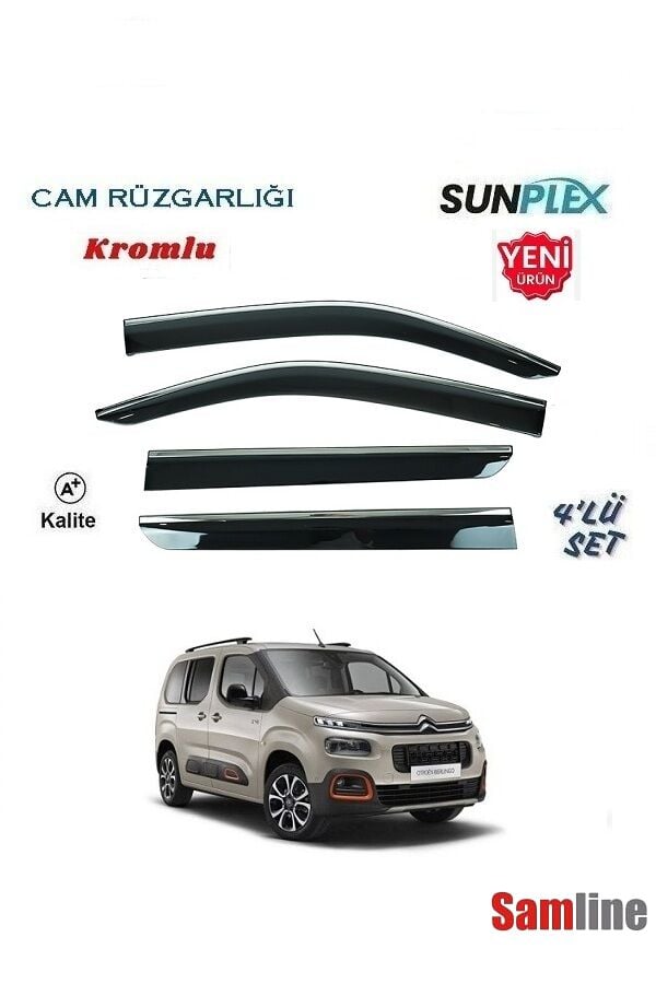 Cam Rüzgarlığı Kromlu 4'lü Set Citroen Berlingo (2019-2024) SUNPLEX