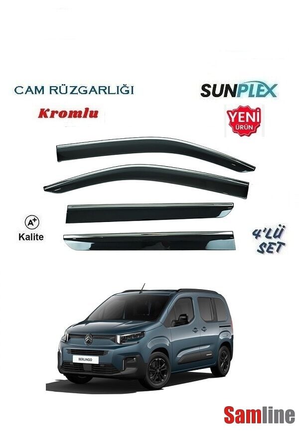 Cam Rüzgarlığı Kromlu 4'lü Set Citroen Yeni Berlingo (2024-2026) SUNPLEX