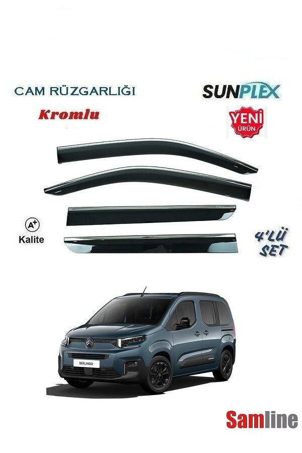 Cam Rüzgarlığı Kromlu 4'lü Set Citroen Yeni Berlingo (2024-2026) SUNPLEX
