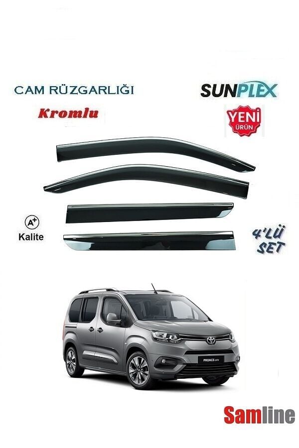 Cam Rüzgarlığı Kromlu 4'lü Set Toyota Proace City (2021-2024) SUNPLEX