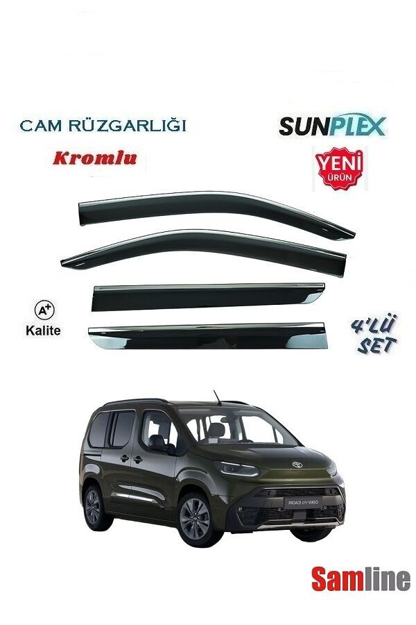 Cam Rüzgarlığı Kromlu 4'lü Set Toyota Proace City (2024-2026) SUNPLEX