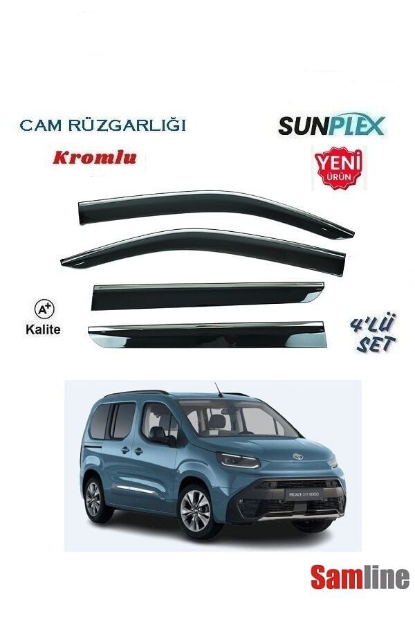 Cam Rüzgarlığı Kromlu 4'lü Set Toyota Proace City (2024-2026) SUNPLEX